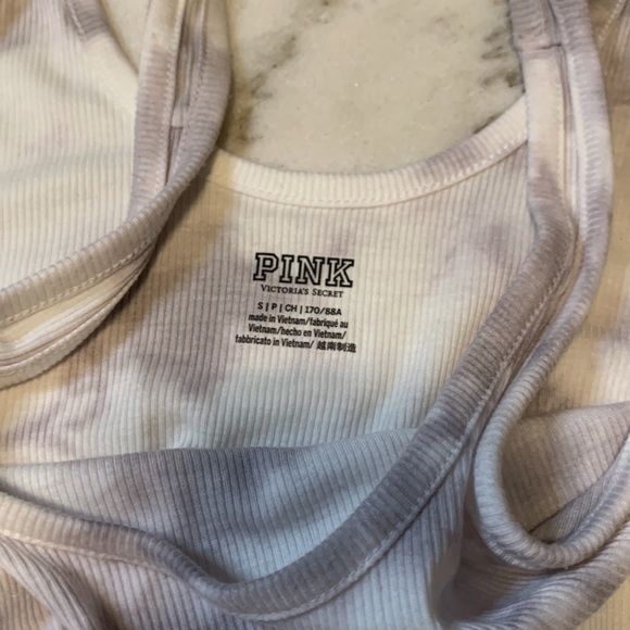 PINK VS gray ribbed tie dye racerback tank - Picture 4 of 6
